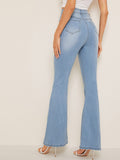  High Waist Flare Leg Denim Jeans