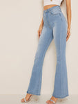  High Waist Flare Leg Denim Jeans