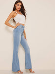  High Waist Flare Leg Denim Jeans