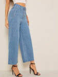 Button Fly Wide Leg Denim Jeans