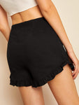 Button Fly Frilled Hem Shorts