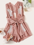 Patched Criss Cross Back Romper