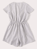 Striped Tie Front Romper