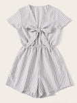 Striped Tie Front Romper