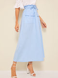 Dual Pocket Front Drawstring Waist Skirt