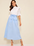 Dual Pocket Front Drawstring Waist Skirt