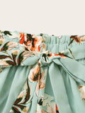 Floral Print Belted Shorts