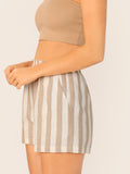 Elastic Waist Striped Shorts