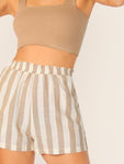 Elastic Waist Striped Shorts