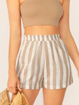 Elastic Waist Striped Shorts