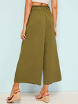 Corset Waist Wide Leg Crop Pants