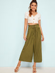 Corset Waist Wide Leg Crop Pants