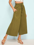 Corset Waist Wide Leg Crop Pants