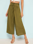 Corset Waist Wide Leg Crop Pants