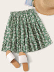 Ruffle Hem Floral Print Skirt