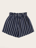 Striped Tie Front Paperbag Shorts