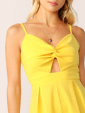 Twist Front Peekaboo Wide Leg Cami Romper