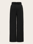 Foldover Waist Self Belted Palazzo Pants