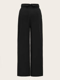 Foldover Waist Self Belted Palazzo Pants