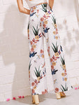 Floral Print Wide Leg Pants