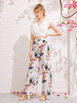 Floral Print Wide Leg Pants