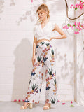 Floral Print Wide Leg Pants