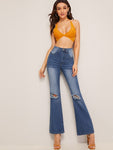 Ripped Flare Leg Jeans