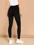 Elastic Waist Solid Leggings