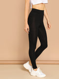 Elastic Waist Solid Leggings