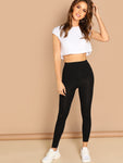 Elastic Waist Solid Leggings