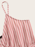 Surplice Striped Self Belted Wrap Romper