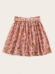 Ditsy Floral Print Paperbag Waist Skirt