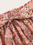 Ditsy Floral Print Paperbag Waist Skirt