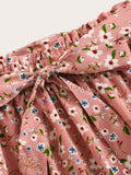 Ditsy Floral Print Paperbag Waist Skirt