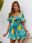 Tropical Print Tie Front Romper