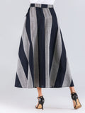 Color Block Button Front Maxi Skirt