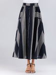 Color Block Button Front Maxi Skirt