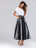 Color Block Button Front Maxi Skirt