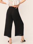 Buttoned High Slit Wide Leg Pants