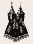 Aztec Print Surplice Cami Romper