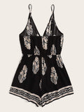 Aztec Print Surplice Cami Romper