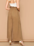 Paperbag Waist Bow Front Wide Leg Pants