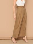 Paperbag Waist Bow Front Wide Leg Pants