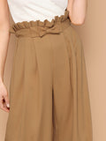 Paperbag Waist Bow Front Wide Leg Pants