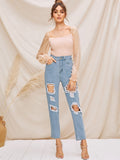 Destroyed Ripped Detail Jeans