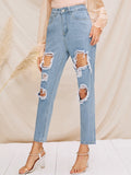 Destroyed Ripped Detail Jeans
