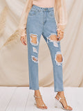 Destroyed Ripped Detail Jeans