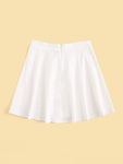 Button Front Belted Flare Skirt