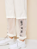 Mesh Panel Letter Embroidered Pants