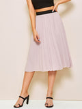 Elastic Waist Pleated Skirt